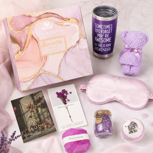 Lavender Rituals – Purple Spa Gift Set with Towel Bear
