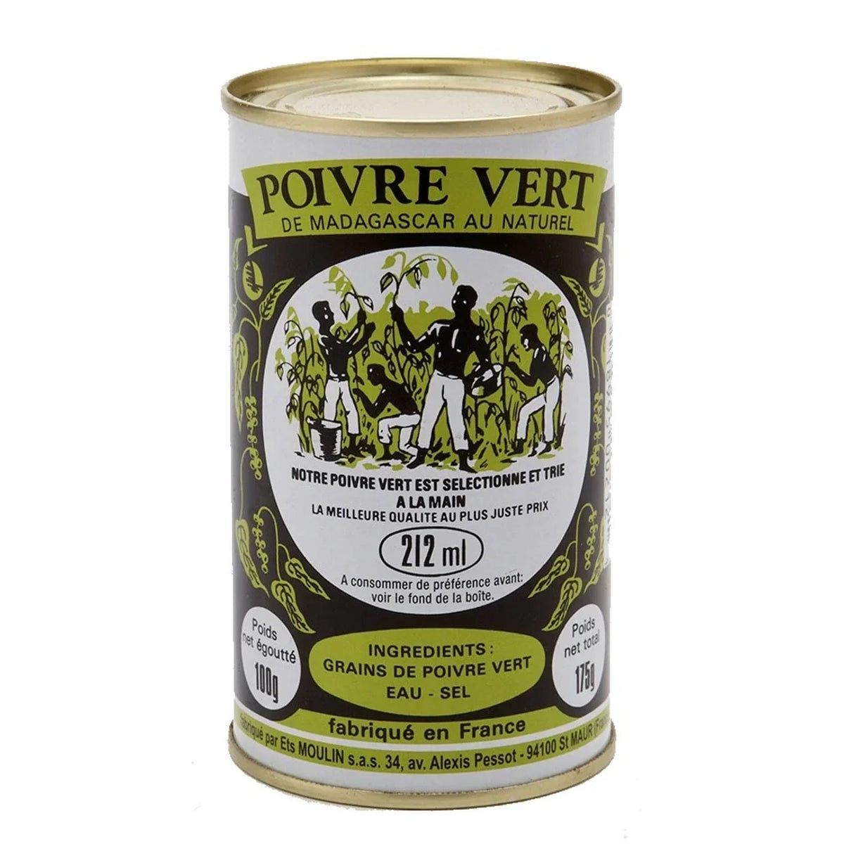 Moulin green peppercorns tin
