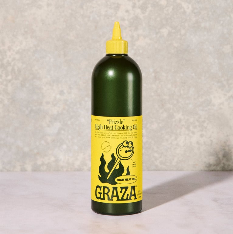 Graza Frizzle high heat cooking olive oil squeeze bottle