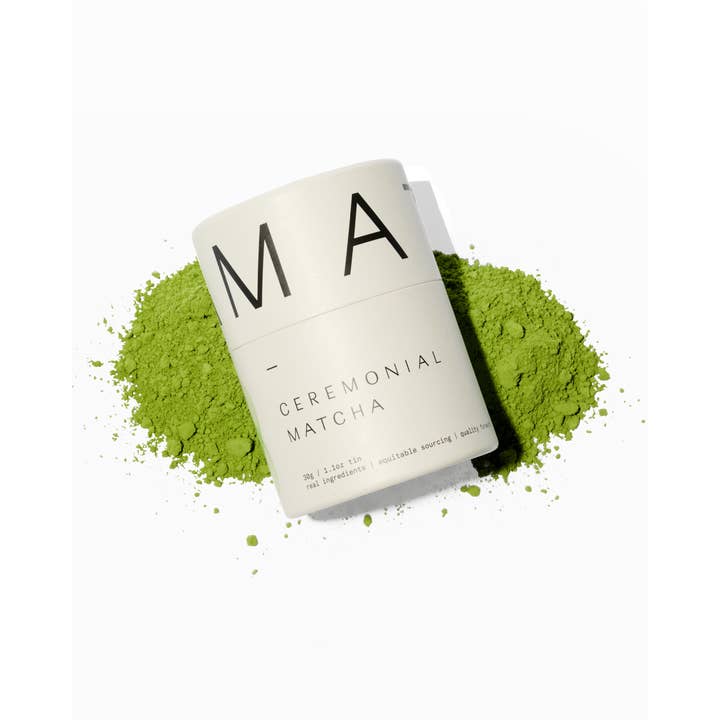 DONA ceremonial matcha tin with matcha powder