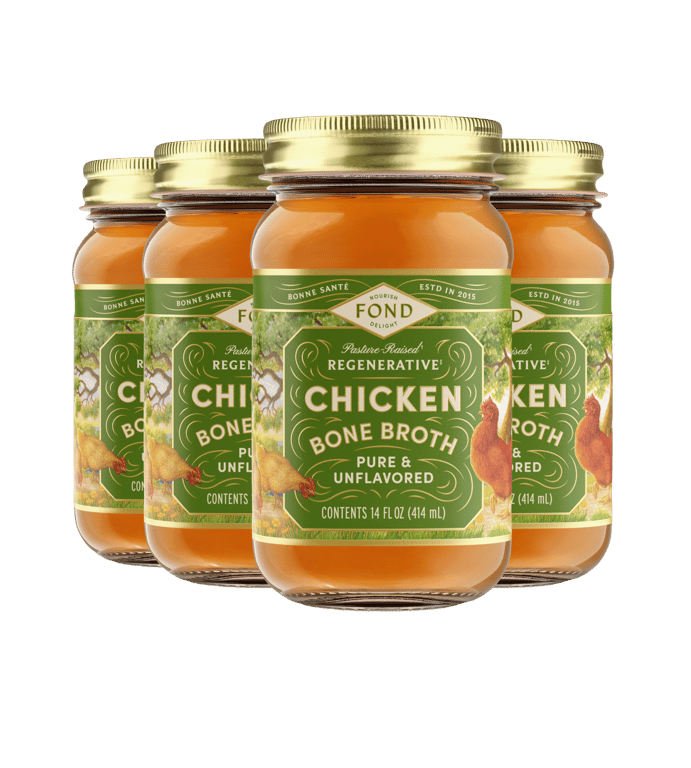 FOND regenerative chicken bone broth jars
