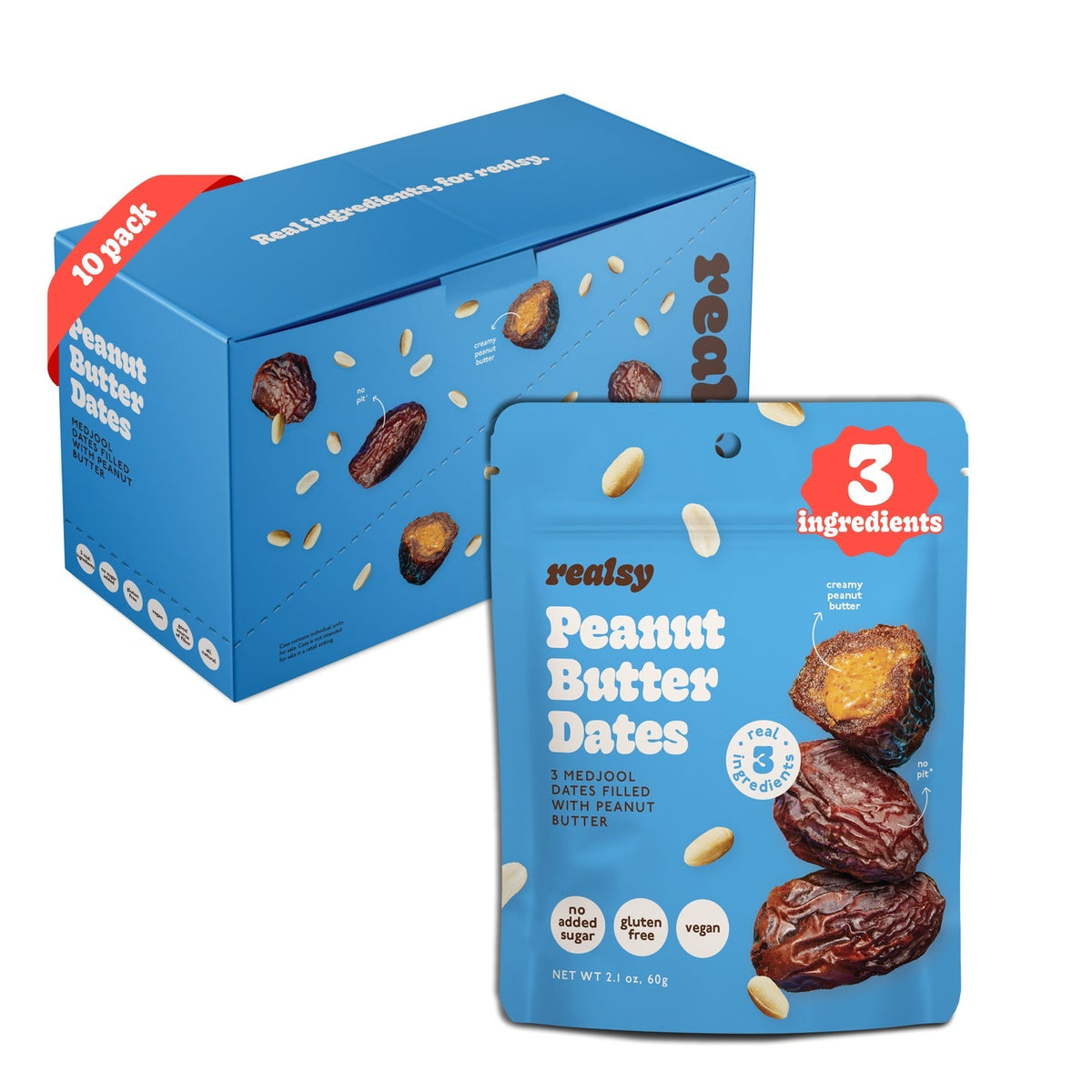 Peanut Butter Dates Snack Packs – Realsy – 10 Pack - image 1