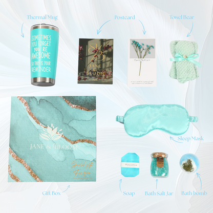Calm & Bloom Deluxe – Teal Spa Gift Box with Towel Bear - image 2