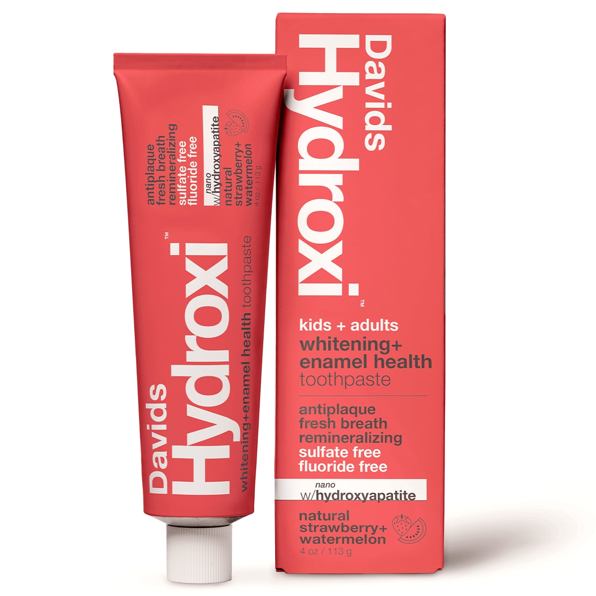 Davids Hydroxi™ Whitening + Enamel Health, Nano-Hydroxyapatite Toothpaste, Kids + Adults / Strawberry Watermelon - image 1