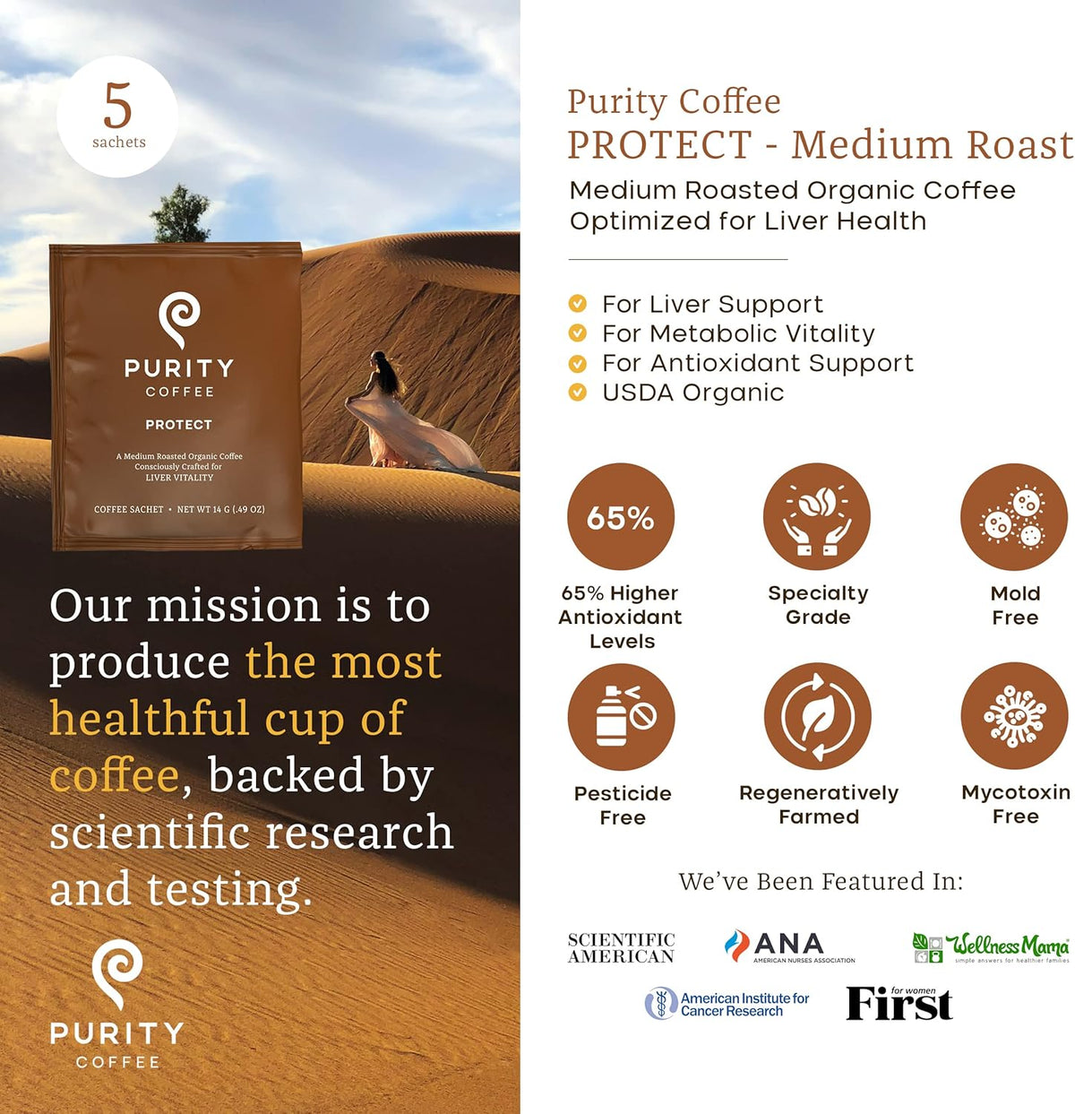 PROTECT: Light-Medium Roast –  Single-Serve Coffee Sachets – 5ct - image 2