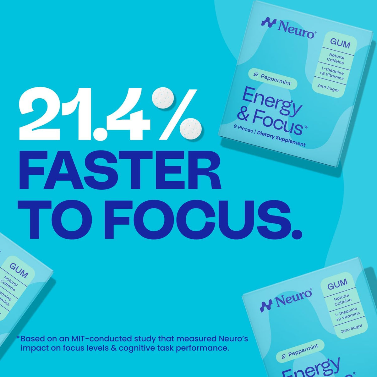 Neuro Energy & Focus Gum – Peppermint – 12 Pack, 9 Each - image 7
