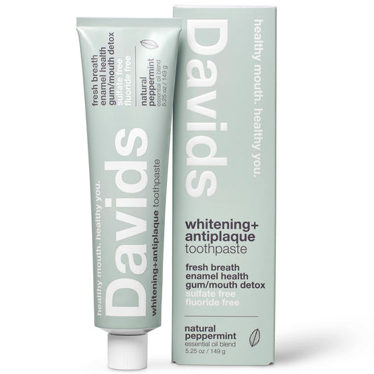 Davids Natural Whitening Toothpaste with Peppermint Oil –  5.25 oz - image 1