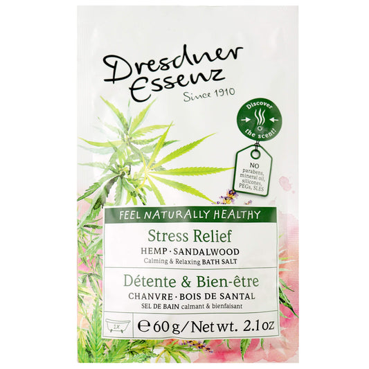 Dresdner Essenz Stress Relief Sandalwood Bath Salt — 12 Pack (12 x 60g Sachets)