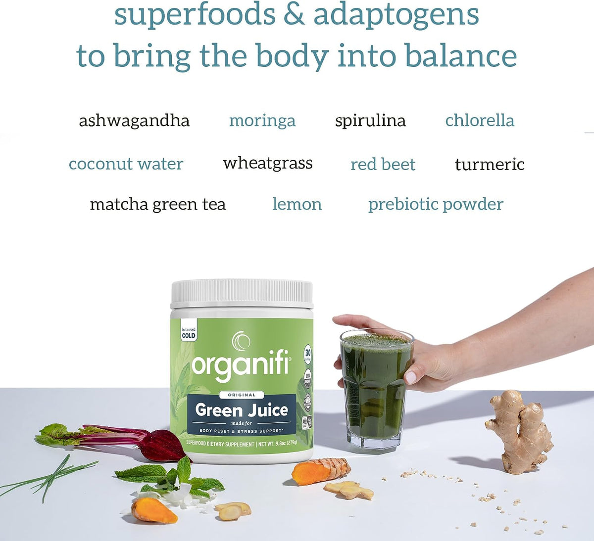 Organifi Green Juice – Superfood Blend with Adaptogens & Detox – Original Mint – 30 Servings - image 6