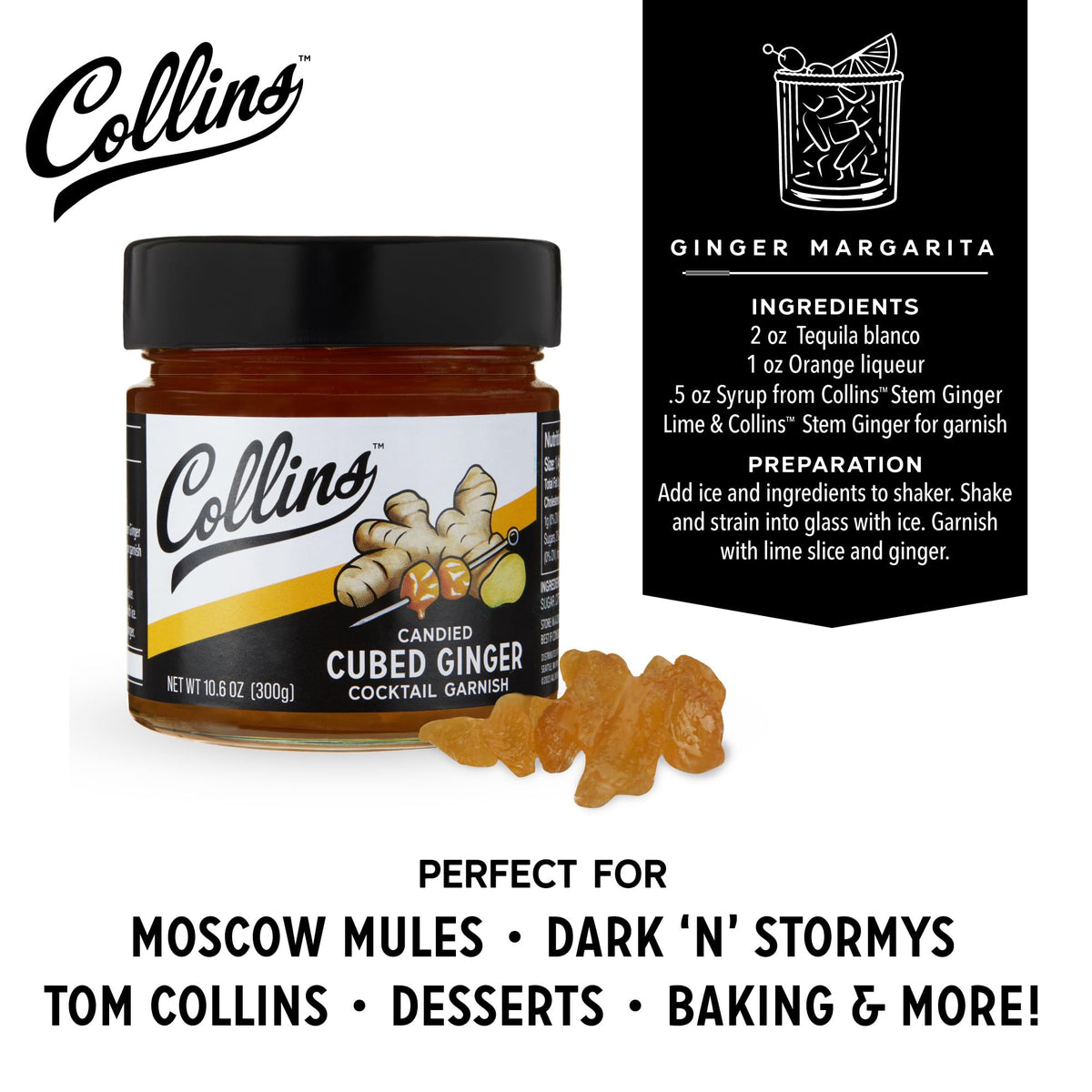 Collins Ginger Syrup with Cubed Ginger — 10.6 oz - image 3