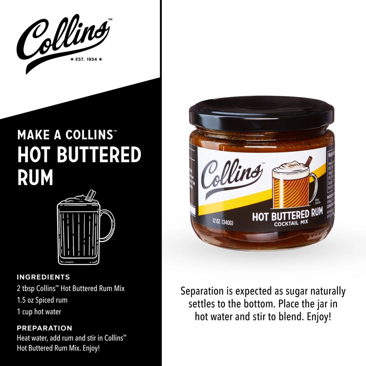 Collins Hot Buttered Rum Syrup — 12 oz - image 2
