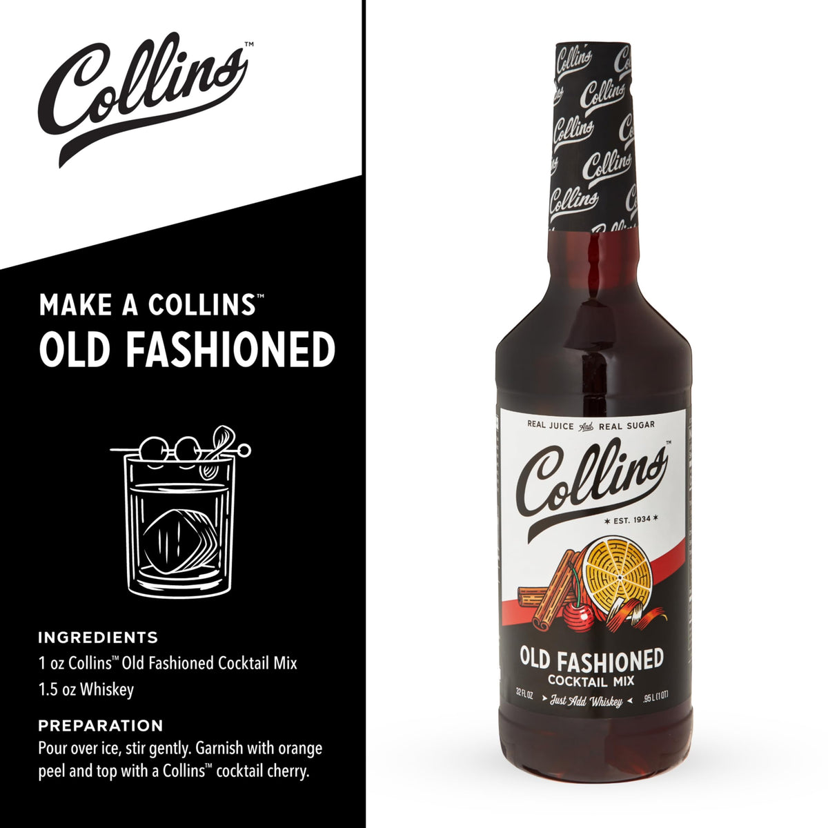 Collins Old Fashioned Kit — Mix, Cherries, Orange Garnish & Pick - image 3