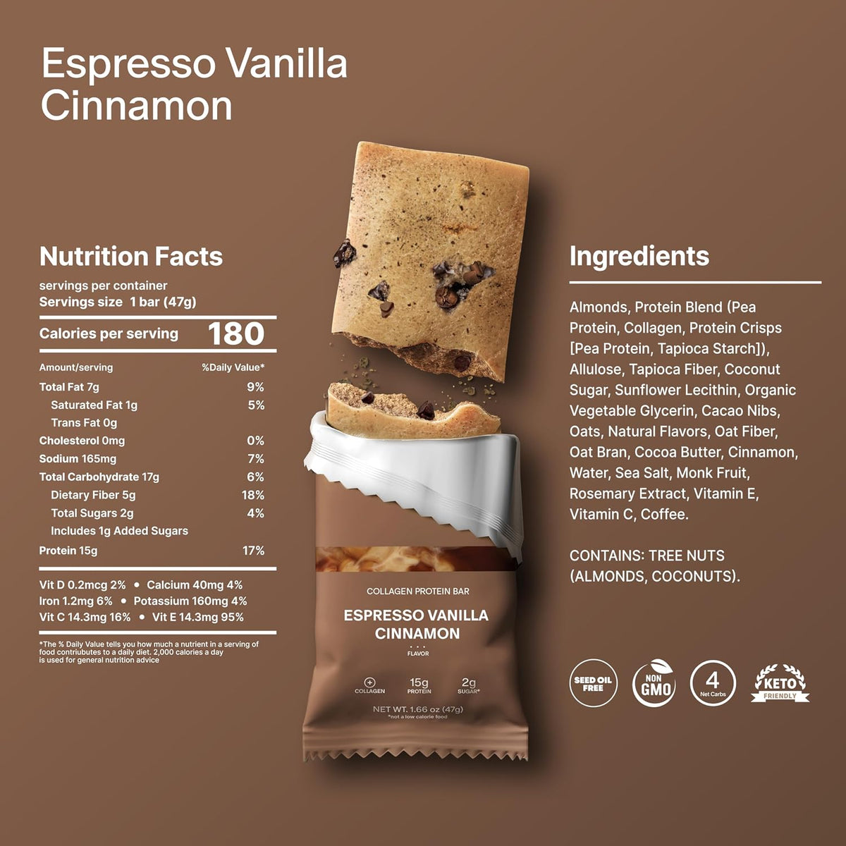 Stars + Honey Collagen Protein Bar – Espresso Vanilla Cinnamon - image 2