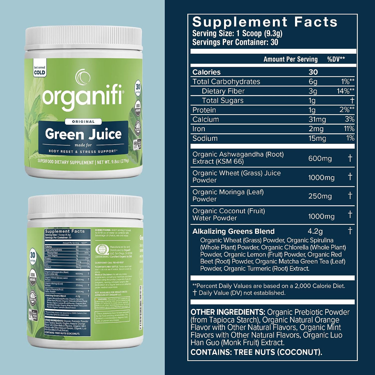 Organifi Green Juice – Superfood Blend with Adaptogens & Detox – Original Mint – 30 Servings - image 2