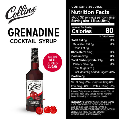 Collins Grenadine Cocktail Syrup — 32 oz - image 4