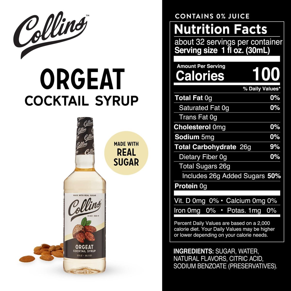 Collins Orgeat Cocktail Syrup — 32 oz - image 4