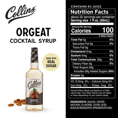 Collins Orgeat Cocktail Syrup — 32 oz - image 4