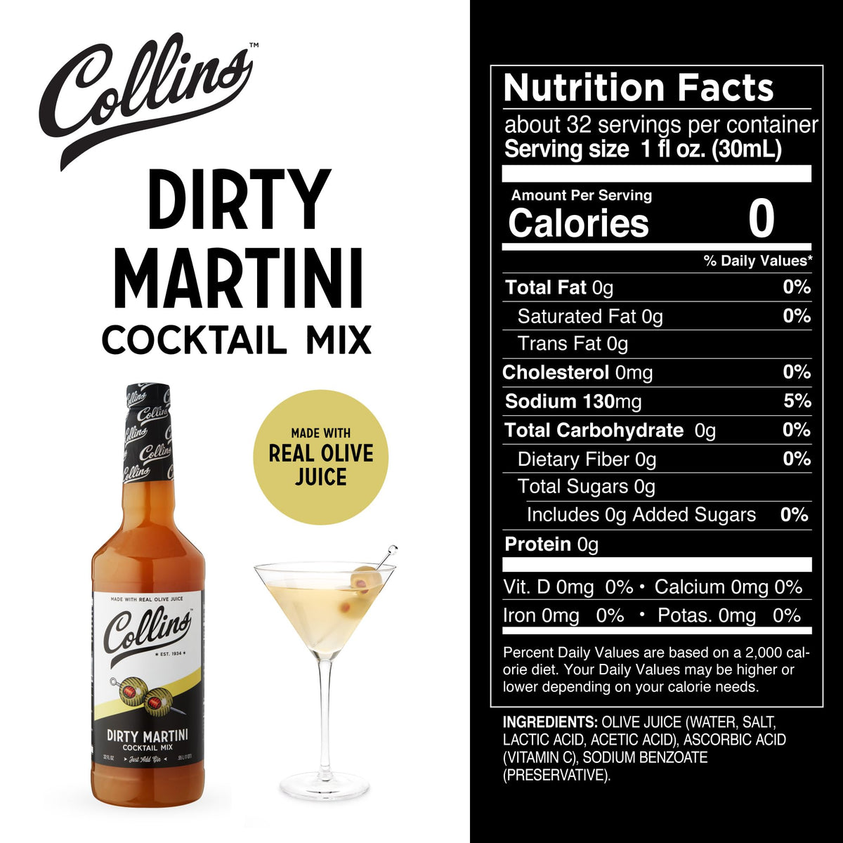 Collins Dirty Martini Mix — 32 oz - image 4