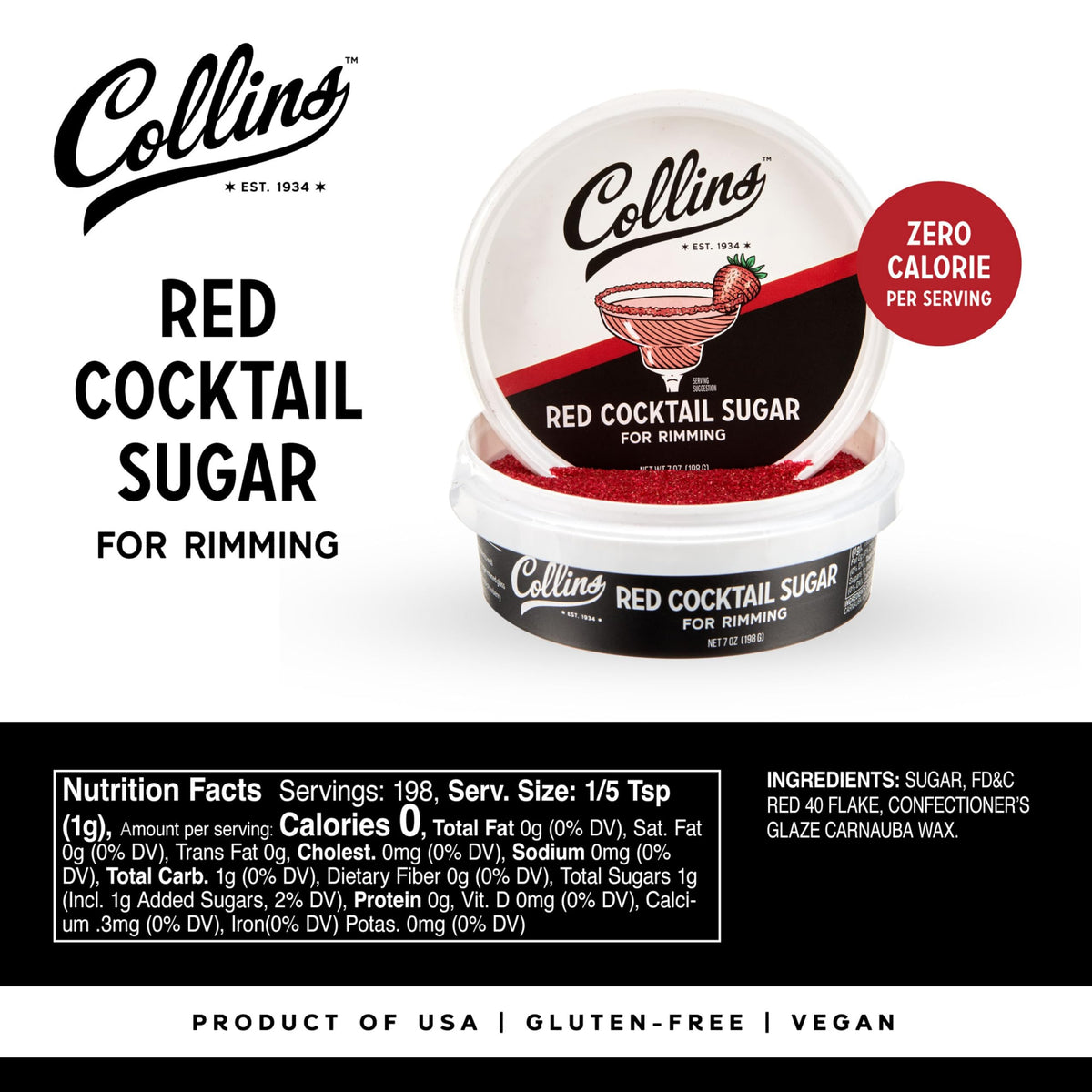 Collins Red Cocktail Sugar — 7 oz - image 4