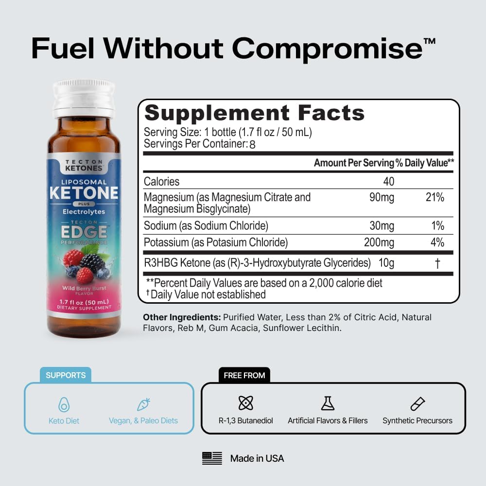 Tecton Ketones – Performance Shot + Electrolytes – Wild Berry Burst – 8 Pack - image 5
