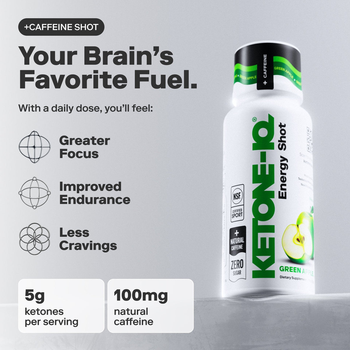 Ketone-IQ +Caffeine Shot, Green Apple - image 2