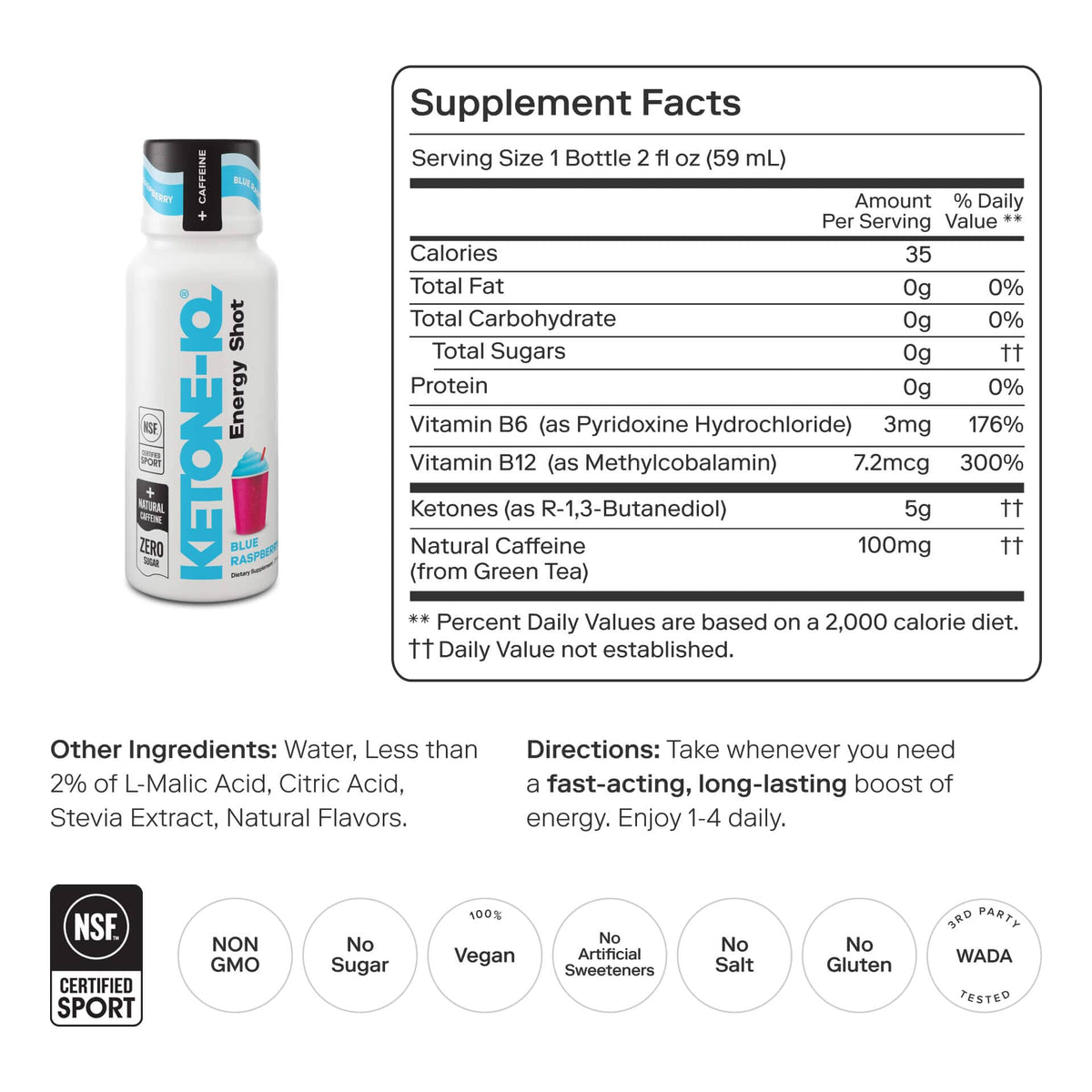 Ketone-IQ +Caffeine Shot, Blue Raspberry - image 2