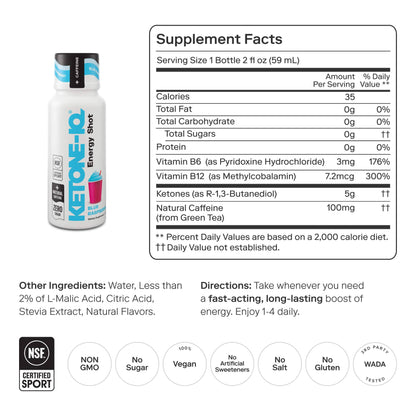 Ketone-IQ +Caffeine Shot, Blue Raspberry - image 2