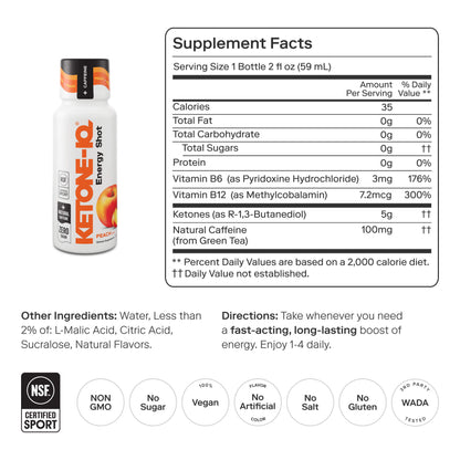 Ketone-IQ +Caffeine Shot, Peach - image 2