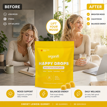 Organifi Happy Drops – Mood & Serotonin Support, Sweet Lemon – 60 Gummies - image 2
