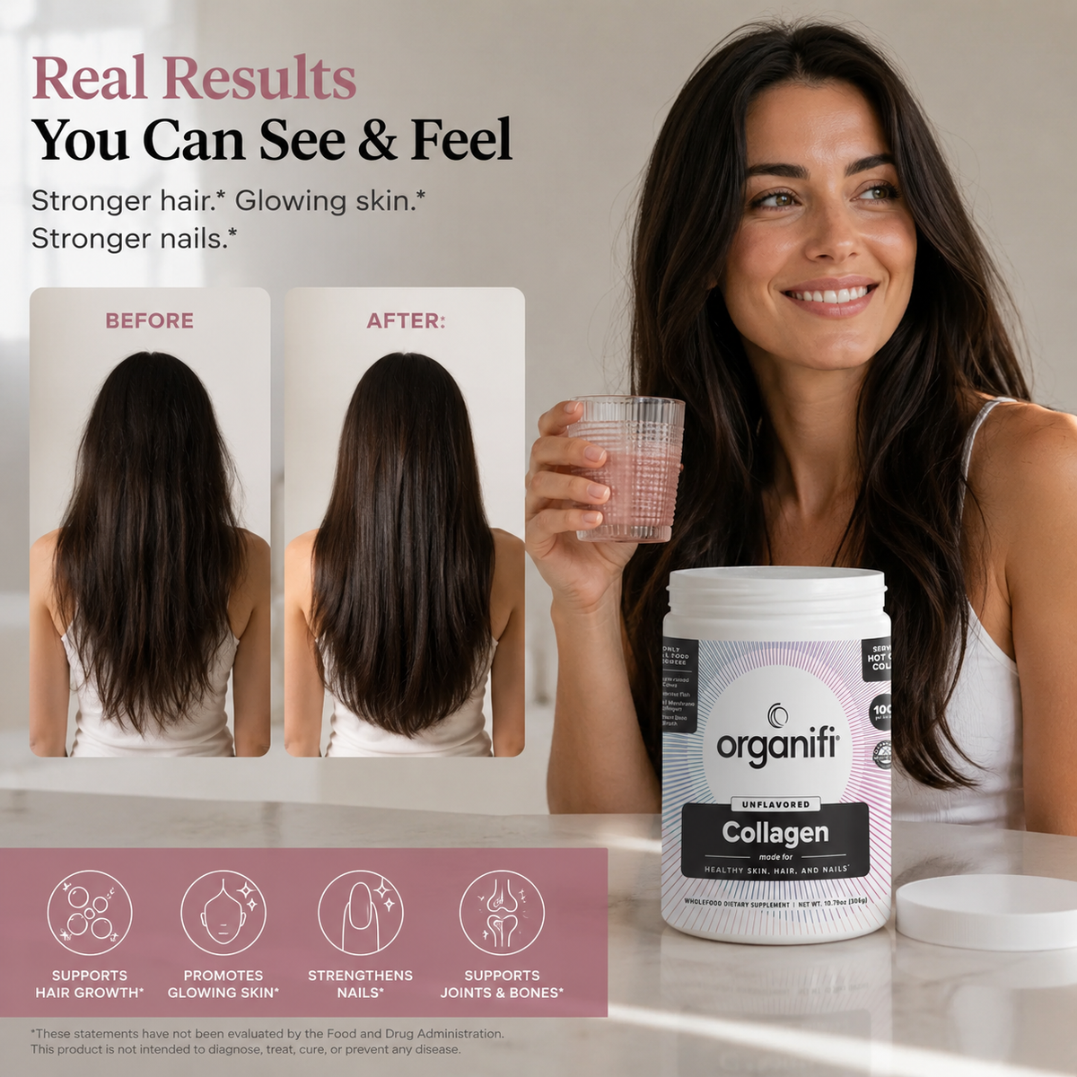 Organifi – Collagen Hair, Skin & Nails Rejuvenation Peptides
