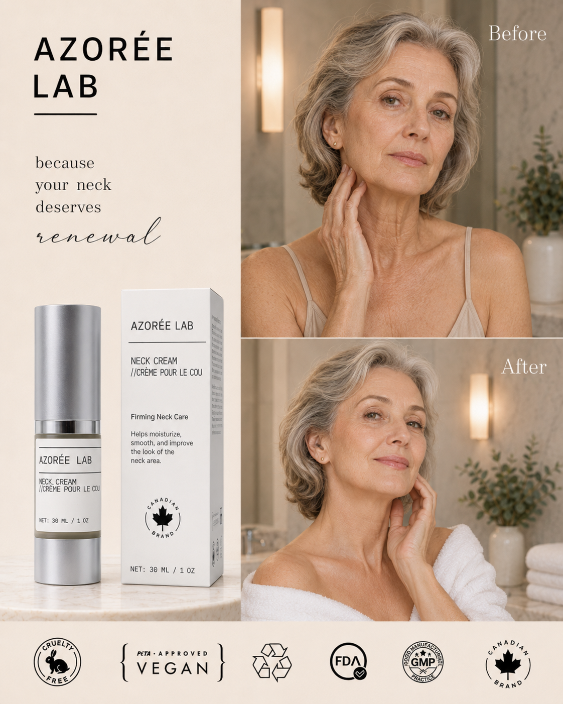 AZORÉE LAB Neck Cream // Firming Hydrating Argan Oil + Prickly Pear Extract - image 3