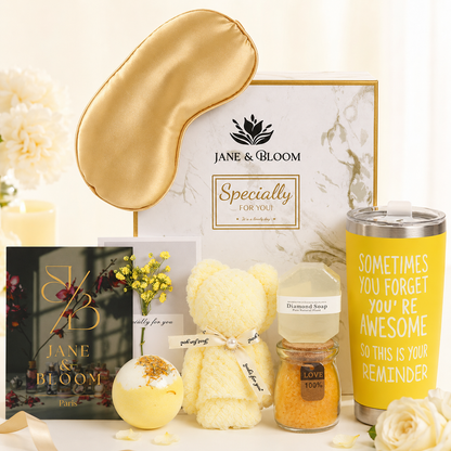 Glow & Bloom  – Yellow Spa Gift Box with Towel Bear - image 1
