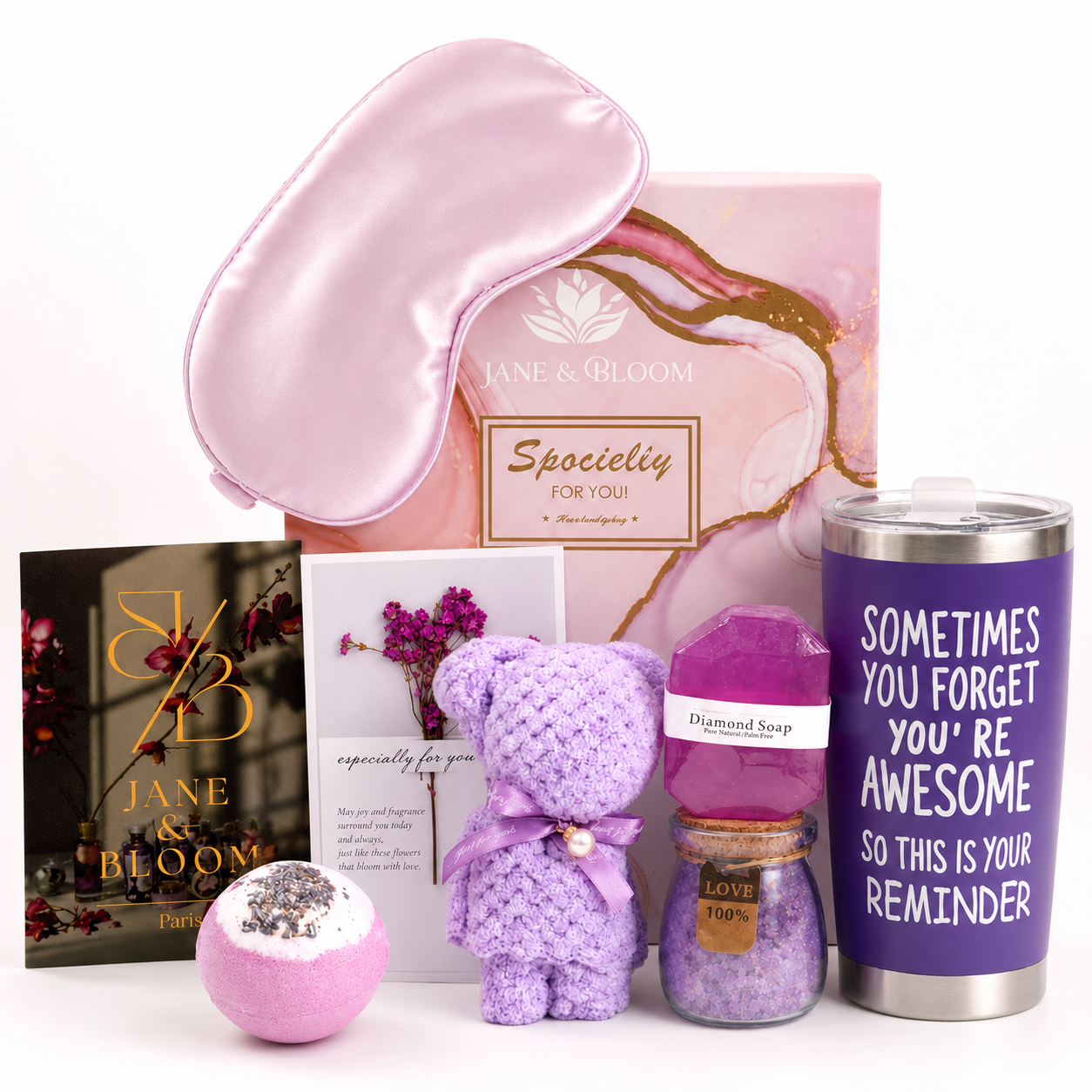 Lavender Rituals – Purple Spa Gift Set with Towel Bear