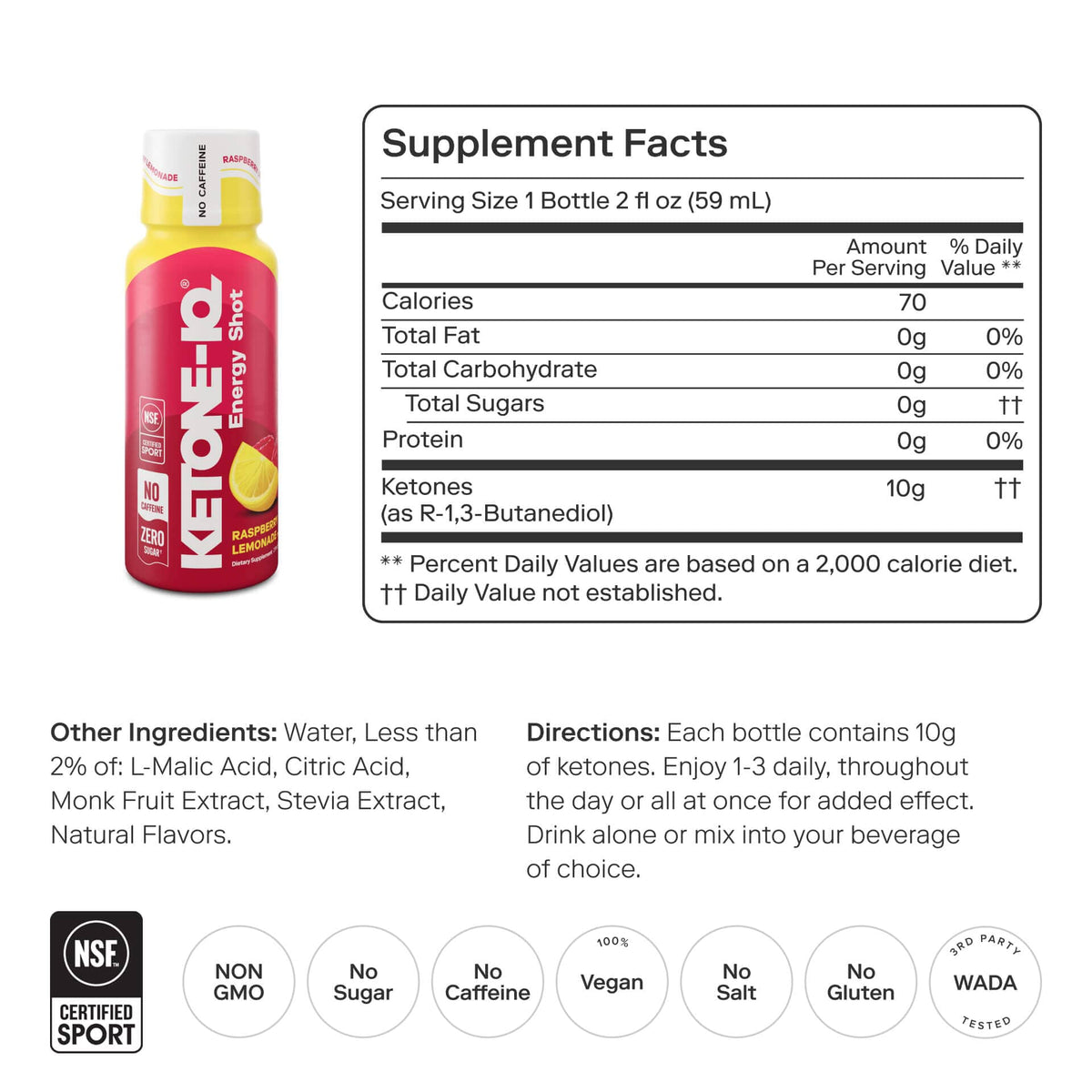 Ketone-IQ Caffeine-Free Shot, Raspberry Lemonade - image 3