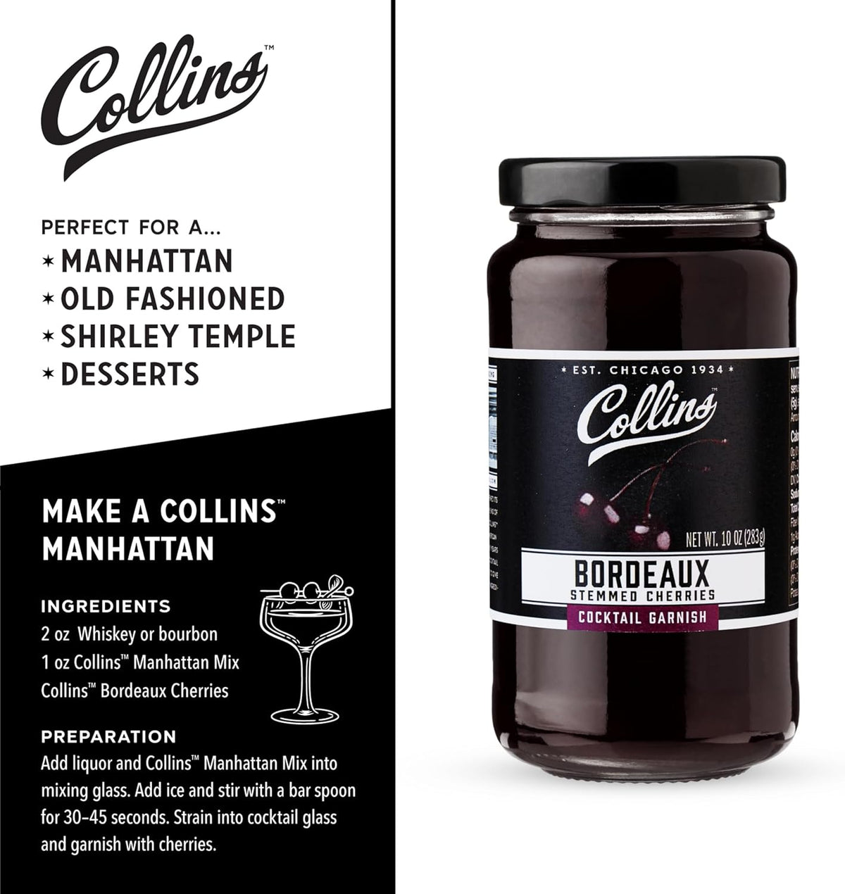 Collins Bordeaux Style Cocktail Cherries — 10 oz - image 3