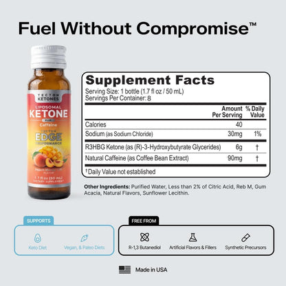 Tecton Ketones – Performance Shot + Caffeine – Peach Mango Lift – 8 Pack - image 5