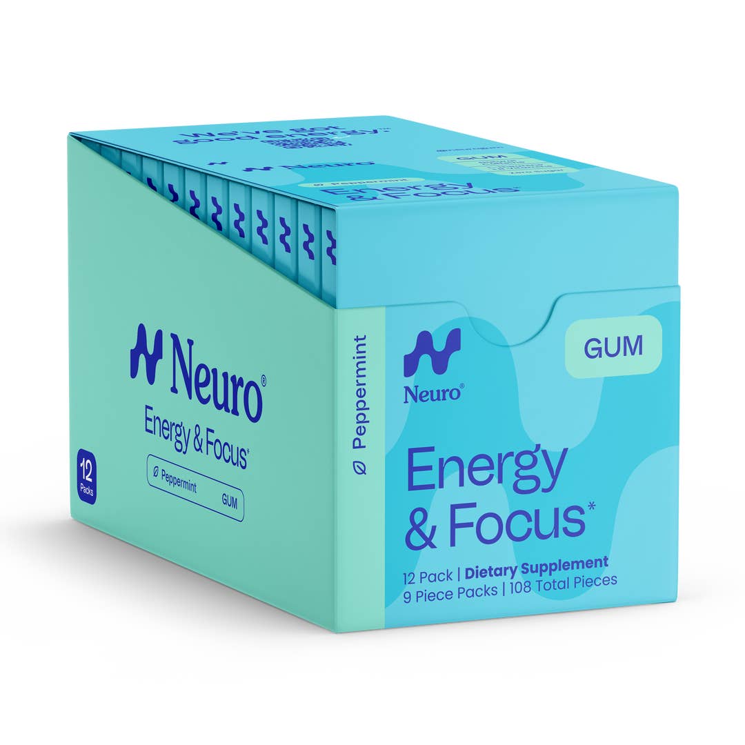 Neuro Energy & Focus Gum – Peppermint – 12 Pack, 9 Each - image 1
