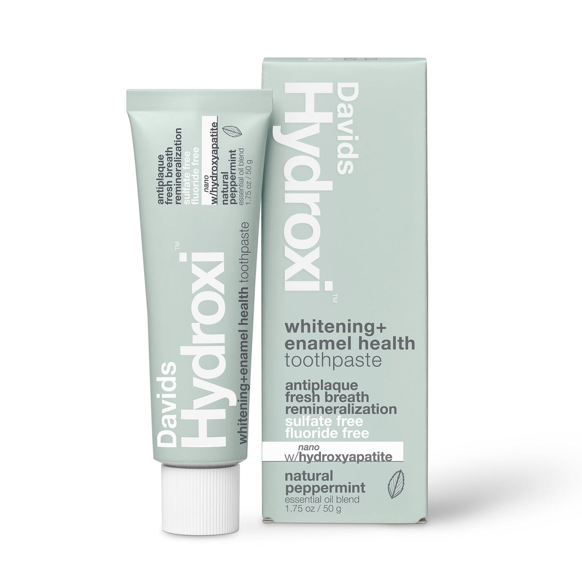 Davids Hydroxi™ Travel Size Toothpaste / Whitening + Enamel Health Nano-Hydroxyapatite / Peppermint / 1.75 oz - image 3