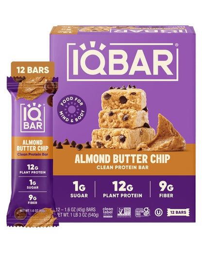 IQBAR Almond Butter Chip — 12-bar box