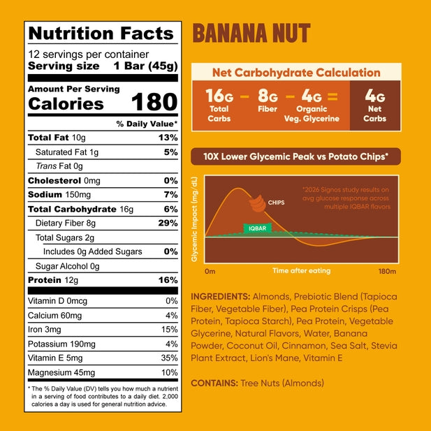 IQBAR Banana Nut — 12-bar box