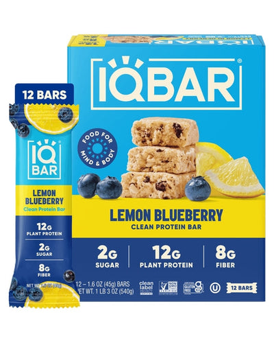 IQBAR Lemon Blueberry Keto Protein Bars – 12 Pack, 1.6 oz Each