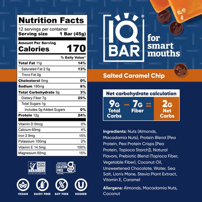 IQBAR Salted Caramel Chip — 12-bar box