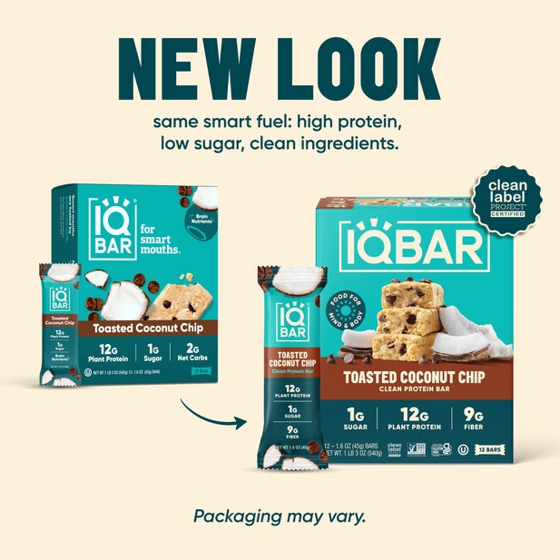 IQBAR Toasted Coconut Chip — 12-bar box