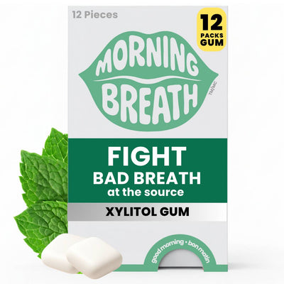Morning Breath Spearmint Xylitol Gum — 12 Packs (144 Pieces)