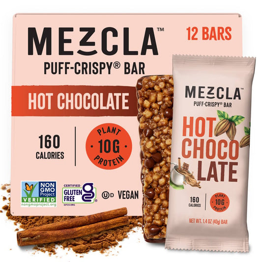 Mezcla Hot Chocolate Puff-Crispy Protein Bar – 12 Bar Pack