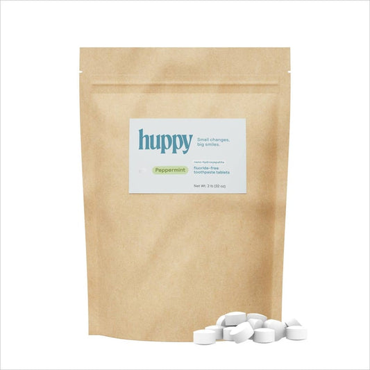 Huppy Fluoride-Free Toothpaste Tablets Bulk – Peppermint, 32 oz