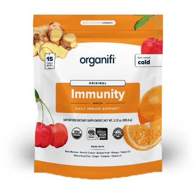 Organifi Immunity – Vitamin C & Zinc Supplement – Orange – 15 Travel Pack
