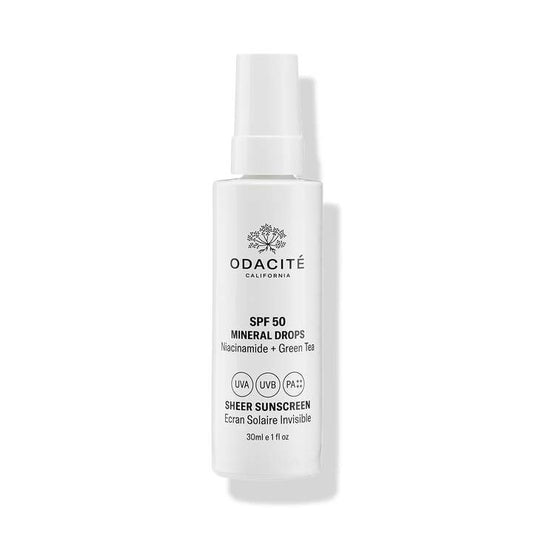Odacité – SPF 50 Sheer Sunscreen Mineral Drops – Niacinamide + Green Tea – 1 oz / 30 ml
