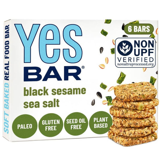 YES Bar Black Sesame Sea Salt Snack Bar – 6 Bars, 1.4 oz (40 g) Each
