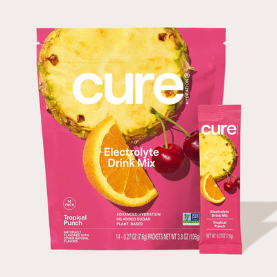 Cure Hydration – Hydrating Electrolyte Drink Mix – Tropical Punch – 14 ct